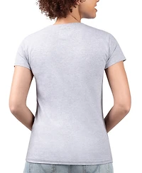G-iii 4Her by Carl Banks Women's Heather Gray Los Angeles Dodgers Super-Slim Fit Lightweight Flowers Graphic V-Neck T-Shirt