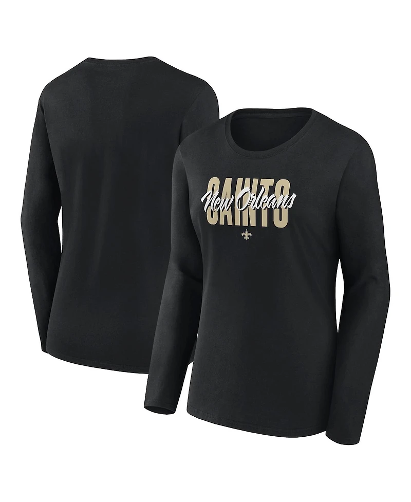 Logo Athletic Women's Black New Orleans Saints Grip Long Sleeve T-Shirt