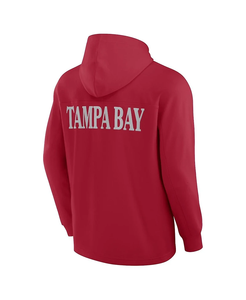 Fanatics Men's Red Tampa Bay Buccaneers Elements Blaze Tri-Blend Long Sleeve Hoodie T-Shirt
