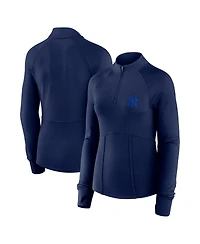 Fanatics Women's Navy New York Yankees Elements Raglan Tri-Blend Quarter-Zip Top