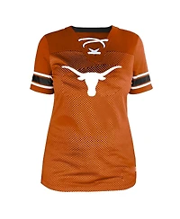 Fanatics Women's Texas Orange Longhorns Plus Mesh Overlay Lace-Up Jersey T-Shirt