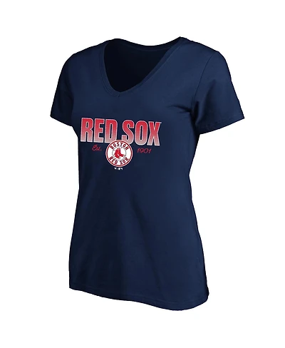 Fanatics Women's Navy Boston Red Sox Plus Wordmark V-Neck T-Shirt
