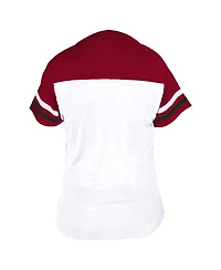 Fanatics Women's White/Red Cincinnati Reds Plus Size Two-Stripe V-Neck T-Shirt