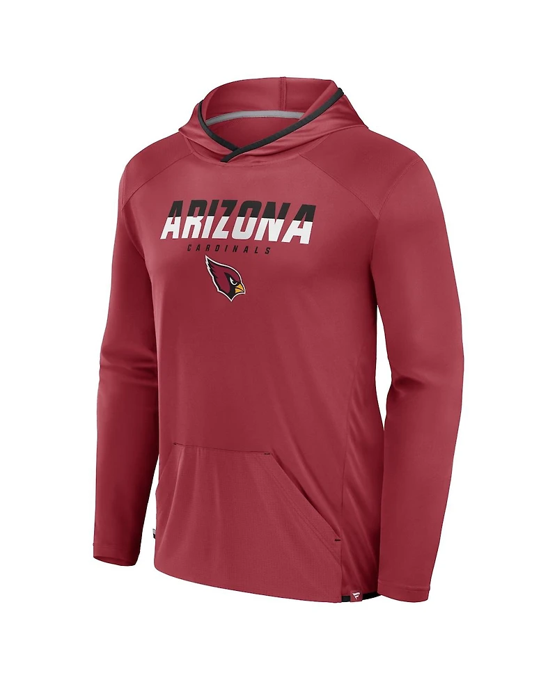 Fanatics Men's Cardinal Arizona Cardinals Transitional Defender Hoodie Long Sleeve T-Shirt