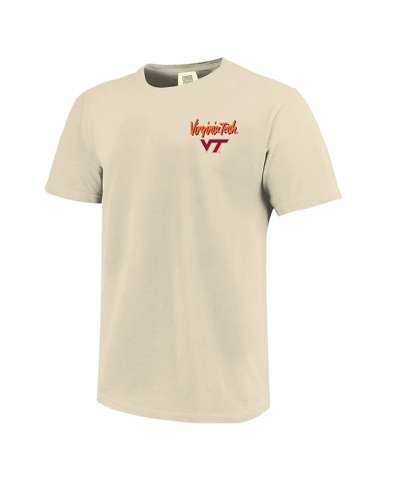 Image One Men's Natural Virginia Tech Hokies Comfort Colors Hand-Drawn Campus Stack T-Shirt