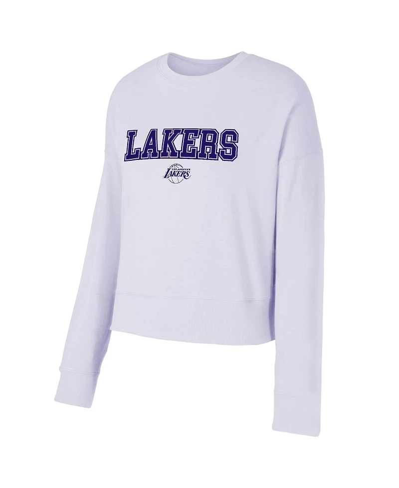 Concepts Sport Women's 2-Piece Light Purple Los Angeles Lakers Elevation Tri-Blend Long Sleeve Top and Shorts Set