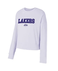 Concepts Sport Women's 2-Piece Light Purple Los Angeles Lakers Elevation Tri-Blend Long Sleeve Top and Shorts Set