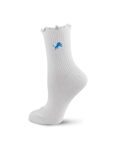 Pro Compression Women's White Detroit Lions Logo Lettuce Hem Quarter Socks