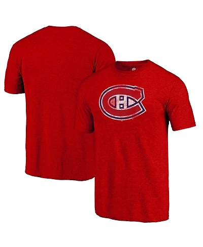 Fanatics Mto Label Men's Red Montreal Canadiens Distressed Tri-Blend T-Shirt