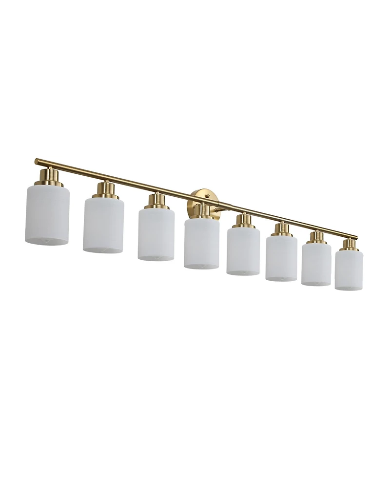 Busdays 52 Inch Modern 8 Light Vanity Wall Sconce with Frosted Glass Shades for Bathroom or Hallway Lighting No Bulbs