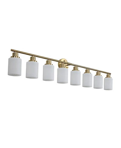 Busdays 52 Inch Modern 8 Light Vanity Wall Sconce with Frosted Glass Shades for Bathroom or Hallway Lighting No Bulbs
