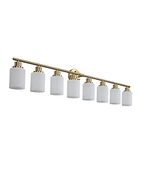 Busdays 52 Inch Modern 8 Light Vanity Wall Sconce with Frosted Glass Shades for Bathroom or Hallway Lighting No Bulbs