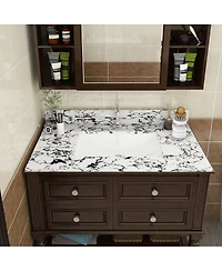 Sillysis 31/37/43 Inch Sintered Stone Bathroom Vanity Top with Ceramic Undermount Sink, Backsplash, Overflow, Stain Resistant Surface