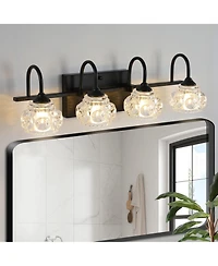 Busdays 23 Inch Retro 4 Light Bathroom Vanity Light Fixture with Crystal Glass Shades Wall Mounted for Bathroom Powder Room Vanity Mirror No Bulb