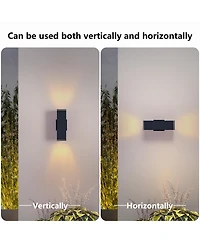Busdays 2 Pack 12 Inch Modern Square Outdoor Wall Light Aluminum Cylinder Up Down Waterproof Exterior Light for Porch Patio Garage No Bulb