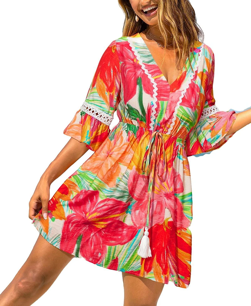 Cupshe Women's Zen Vacay Floral Mini Beach Dress