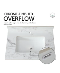 Sillysis 31/37/43 Inch Sintered Stone Bathroom Vanity Top with Rectangular Undermount Sink, 4 Inch Backsplash
