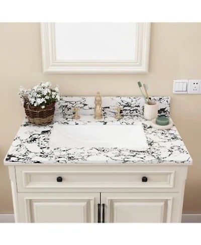 Sillysis 31 37 43 49 Inch Artificial Marble Bathroom Vanity Top With Rectangular Undermount Sink Overflow 4 Inch Backsplash 3 Faucet Holes