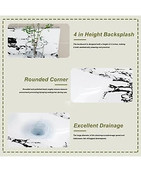 Sillysis 31/37/43/49 Inch Artificial Marble Bathroom Vanity Top with Rectangular Undermount Sink, Overflow, 4 Inch Backsplash, 3 Faucet Holes