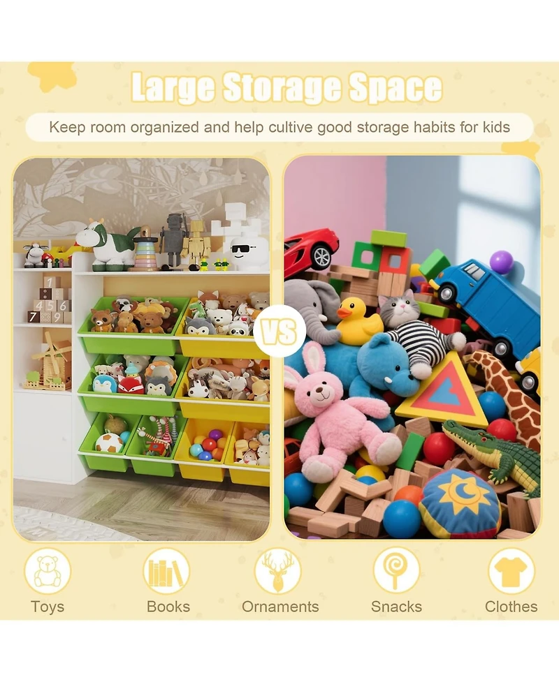 gaomon 43.5" Kids Toy Storage Organizer with 8 Removable Toy Bins and 3 Storage Cubbies, Toy Organizers and Storage, Kids Bookshelf and Toy Storage