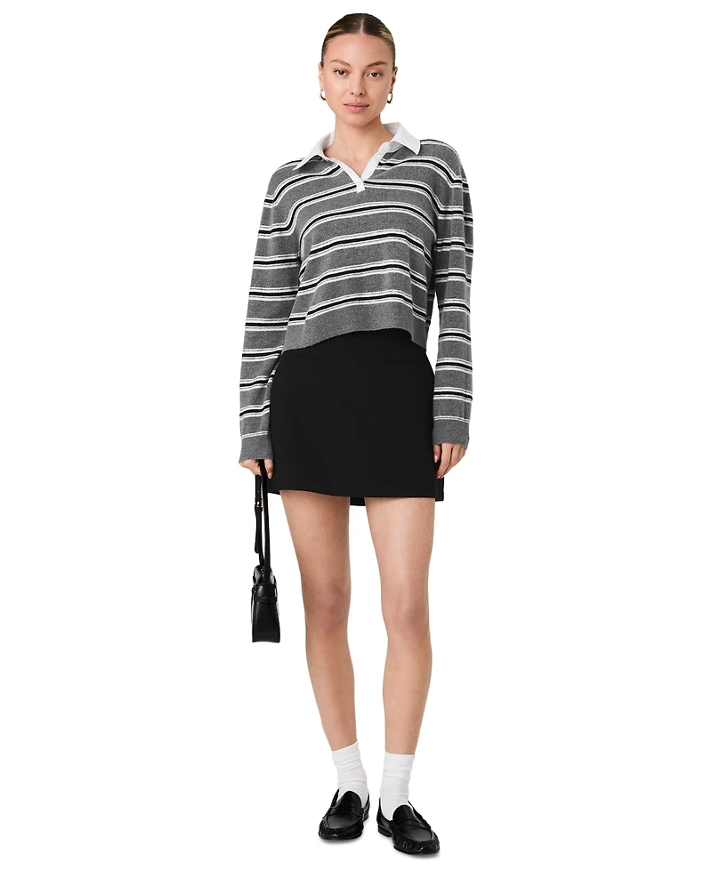 French Connection Women's Yulia Knit Campus Oversized Cropped Stripe Sweater