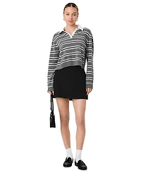 French Connection Women's Yulia Knit Campus Oversized Cropped Stripe Sweater