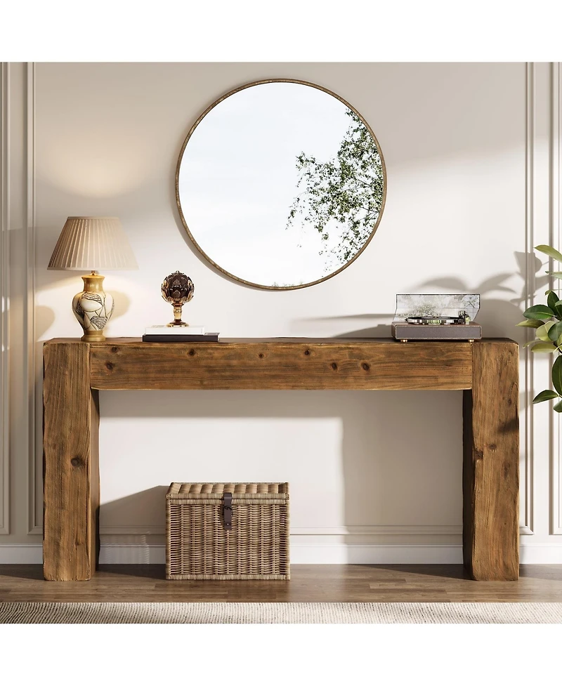 Slickblue Modern Wood Console Table 63 Inch for Entryway and Sofa Back