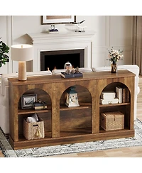 Slickblue Farmhouse Media Console Table with Cabinets for Up to 65 Inch Tv