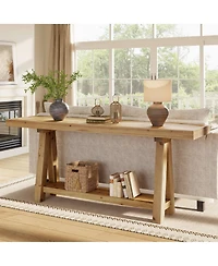 Slickblue Solid Wood Sofa Table with Open Shelves for Hallway or Entry
