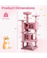 Cozito 52 inch Tall Cat Tree Tower for Indoor Cats with Perches and Caves