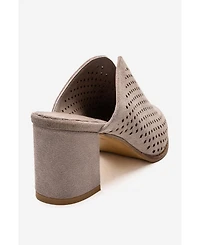 Forever & Always Shoes Women's Toen Leather Block Heel Mule
