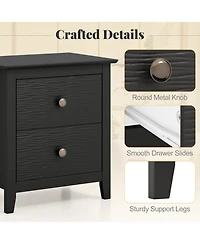 Gymax Modern Nightstand w/ Storage 2 Drawers and Support Legs for Bedroom
