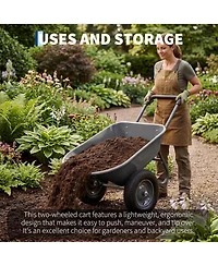 gaomon Heavy Duty Wheelbarrow Garden Cart with Dual Wheels and Built-In Stand 600 lbs Capacity Utility Cart for Yard Garden and Outdoor