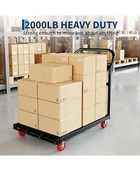 gaomon 2000 lb Folding Platform Cart 37x24 In Heavy-Duty Truck with Side Rails and 5in 360 Swivel Casters All-Weather Dolly for Warehouse
