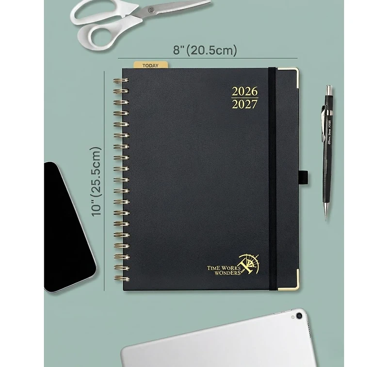 Gnuadz Pocket Calendar 2026-2027 Weekly Planner Hardcover Tabs Pen Loop