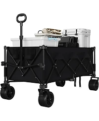 gaomon 52in Foldable Beach Wagon 460 Lb Capacity All-Terrain Cart Heavy Duty Collapsible Wagon for Camping Sand Grass with Cup Holders