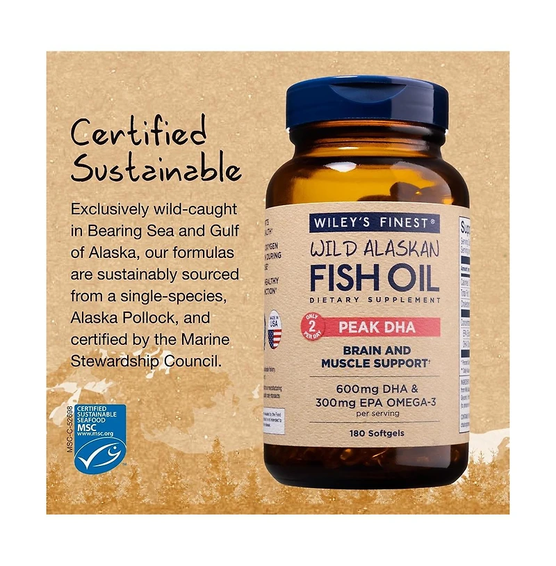 Wiley's Finest Wild Alaskan Fish Oil Peak Dha