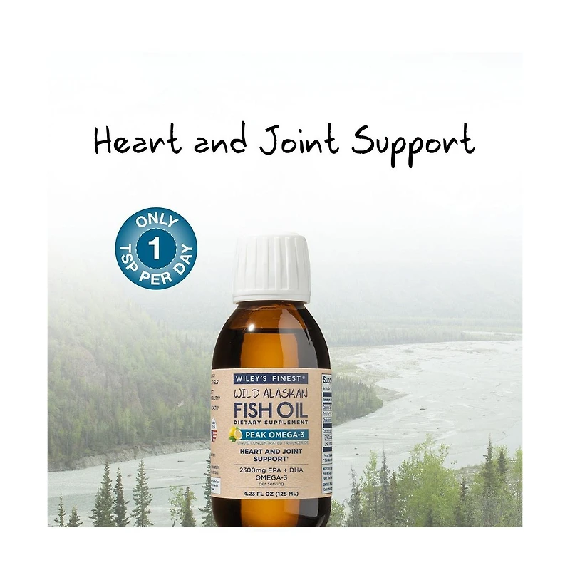 Wiley s Finest Wild Alaskan Fish Oil Peak Omega-3 Liquid Supplement - 2300mg Epa and Dha Omega-3s - Lemon Flavor