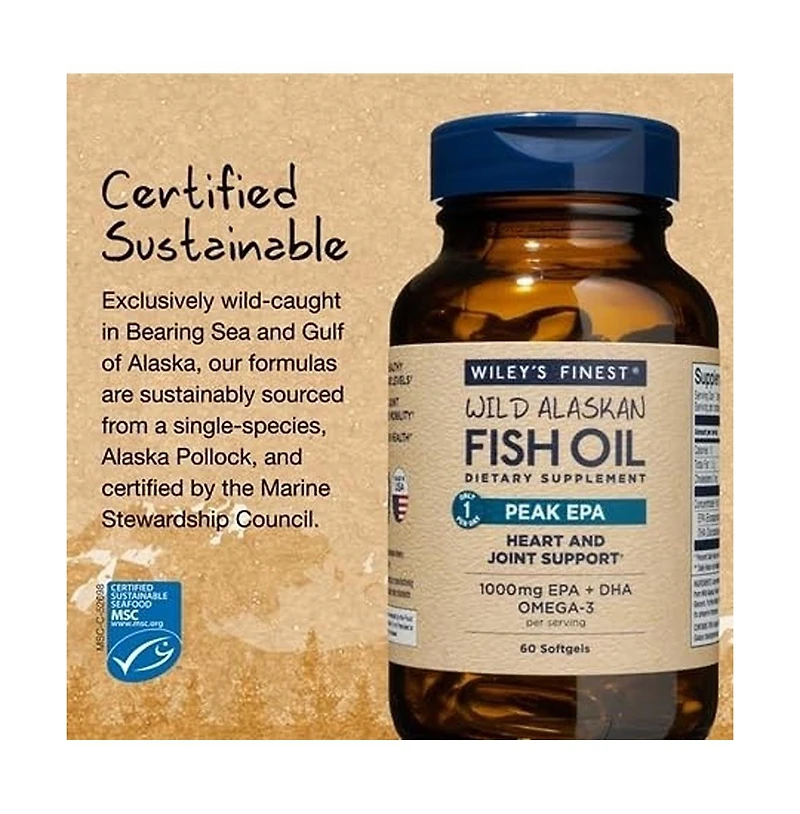Wiley's Finest Wild Alaskan Fish Oil Peak Epa