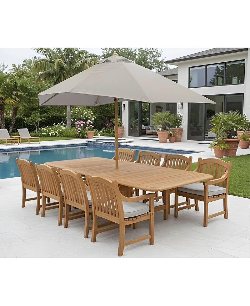 Bristol 9-Pc. Teak Wood Rectangle Extension Dining Set (Dining Table and Chairs, Created for Macy's
