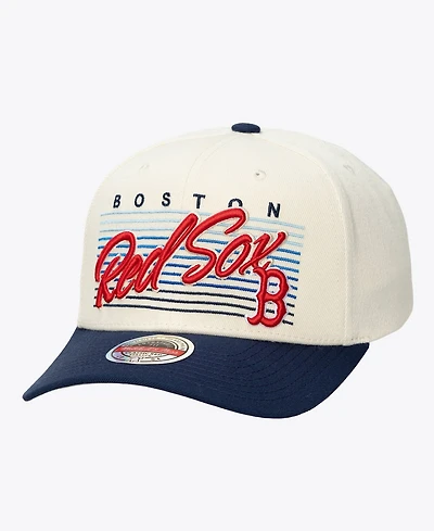 Mitchell & Ness Men's and Women's Cream Boston Red Sox Retro Lines Stretch Snapback Hat