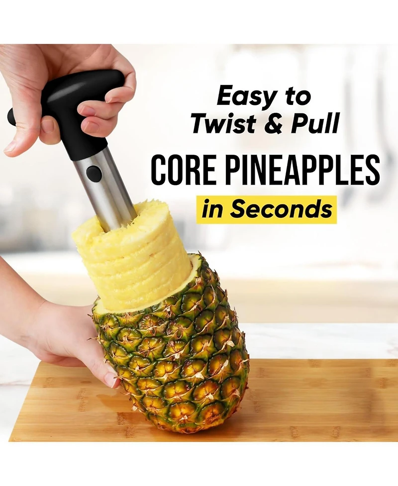 Heavy Duty Pineapple Corer & Slicer + Eye Removal Tool with Reinforced Blade