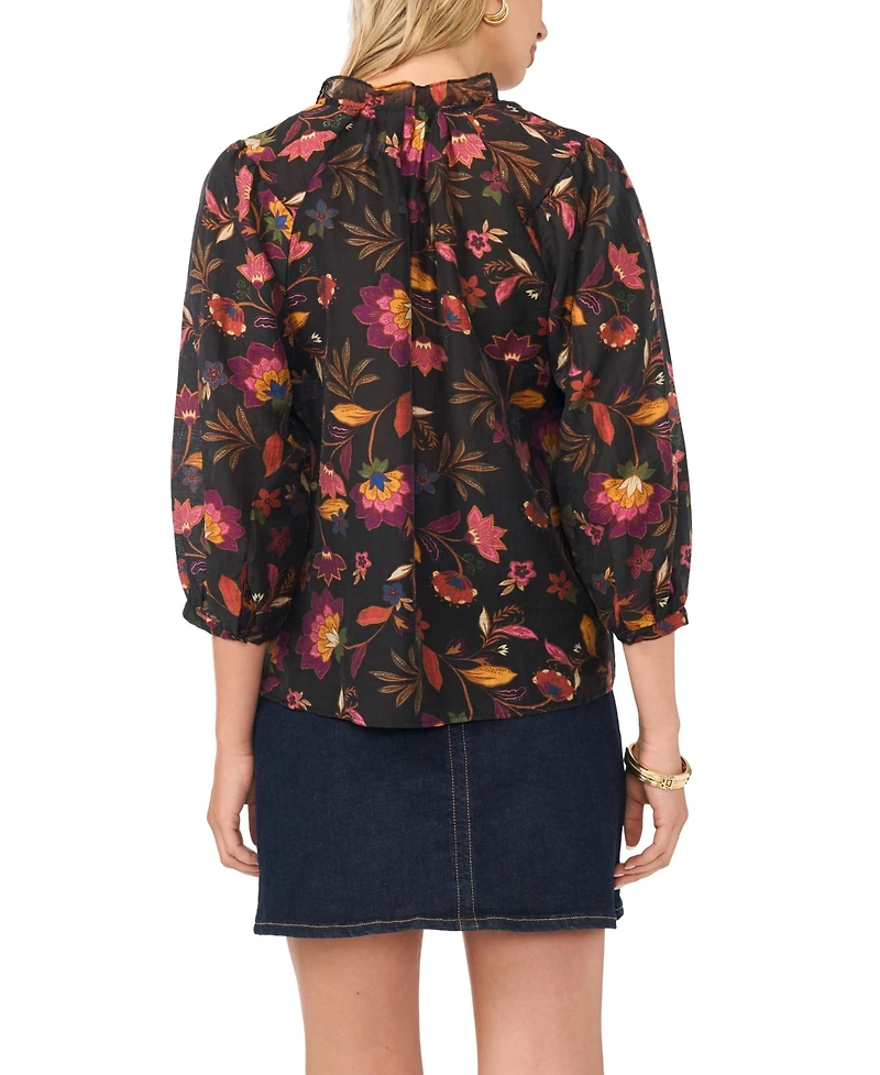 Vince Camuto Women's Ruffle V-Neck Peasant-Sleeve Top
