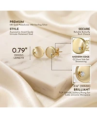 14K Gold Plated with Clear Cubic Zirconia Circle Stud Earrings