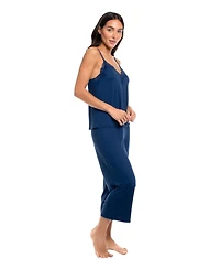 Linea Donatella Women's Lace Trim Top and Cropped Pants, 2-Piece Set