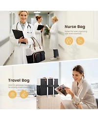 Lovevook Women's Work Bag with Large Cup Holder, Capacity Teacher Tote Multi Pockets, Water Resistant Nurse Diaper