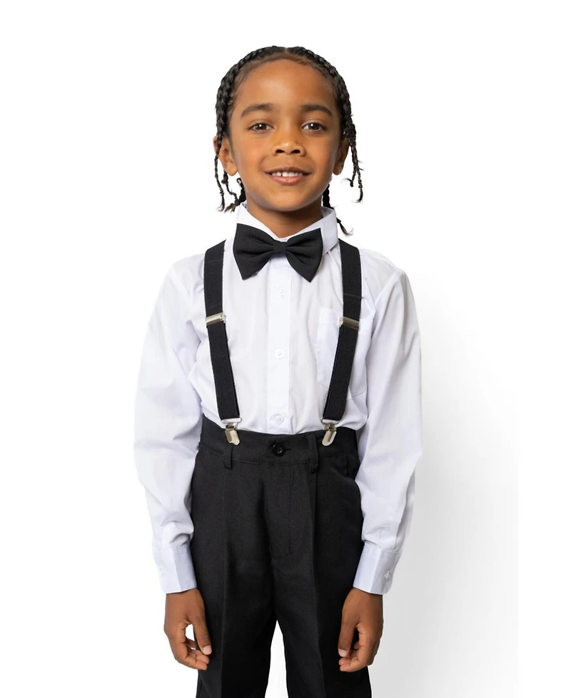 Peanut Butter Collection Toddler Boys Barn Wedding 4-Piece Shirt, Bowtie, Suspenders and Pants Set