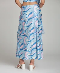 Avec Les Filles Women's Ruched Side Slit Skirt