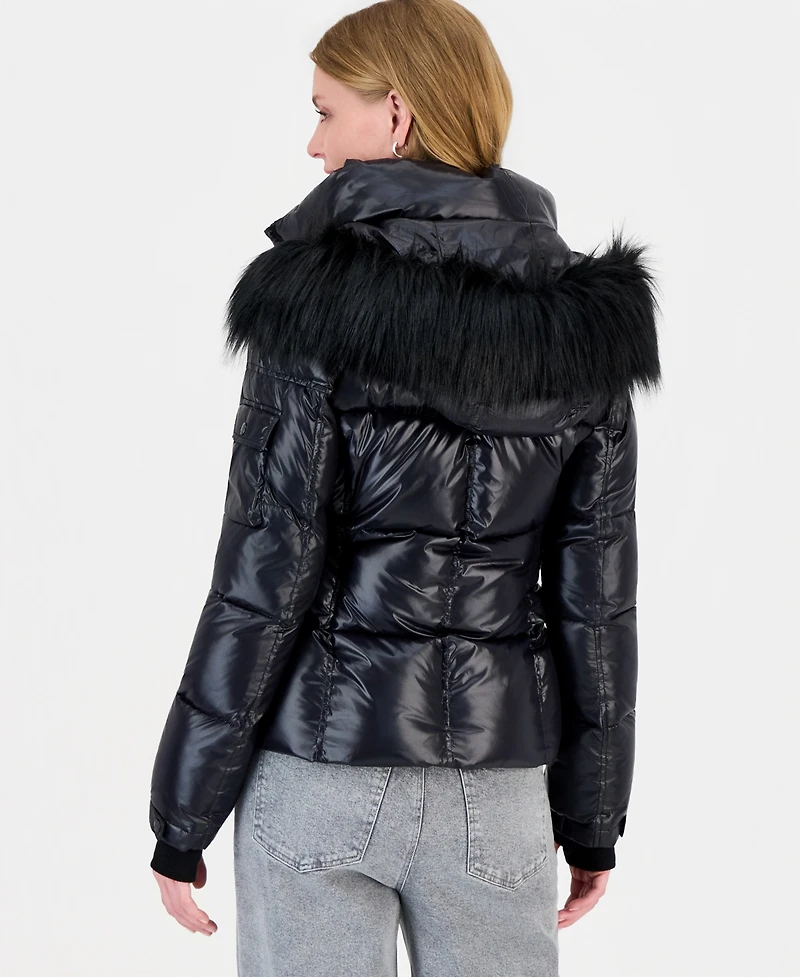 S13 Women's Allie Faux-Fur-Trim Hooded Puffer Coat