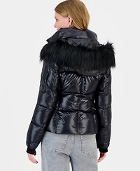 S13 Women's Allie Faux-Fur-Trim Hooded Puffer Coat